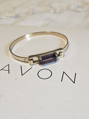 Avon Silver-Tone Bracelet with Purple Stone